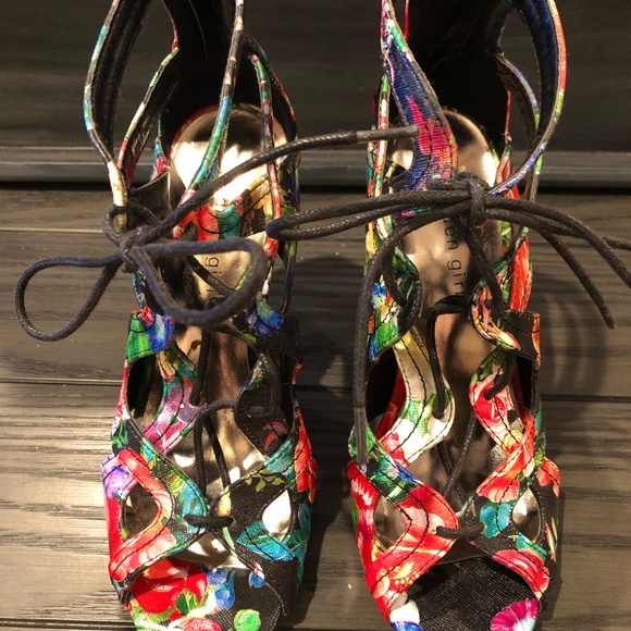 Multi-Color Floral Strappy Lace-Up Sexy MADDEN GIRL 4.25" High Heels DITAAA~8 - Picture 4 of 10